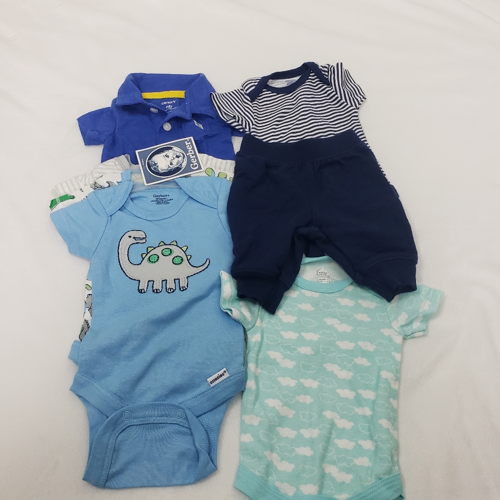Gerber Boys One Piece Lot of 6 Blue Multicolor Str